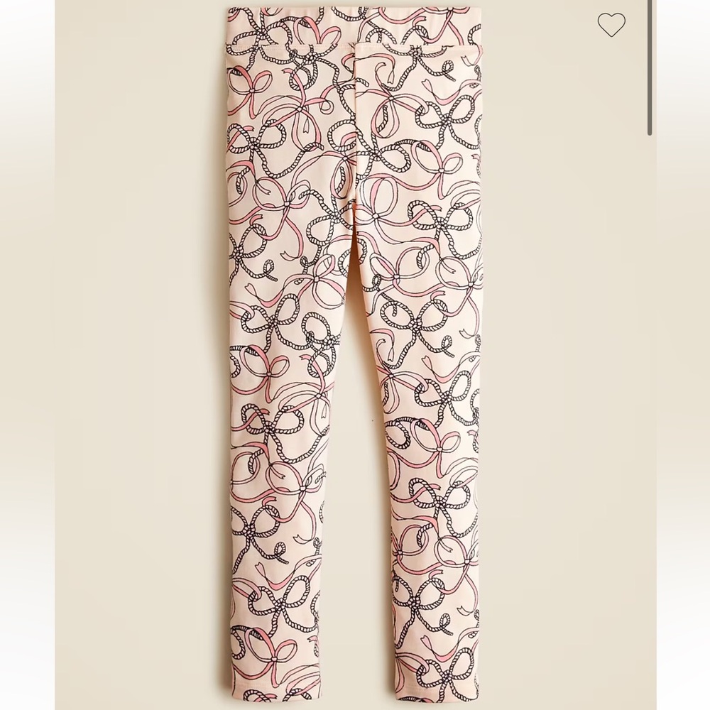 New with tags J.Crew girls everyday Pink bow ribbon Patterned Leggings pants